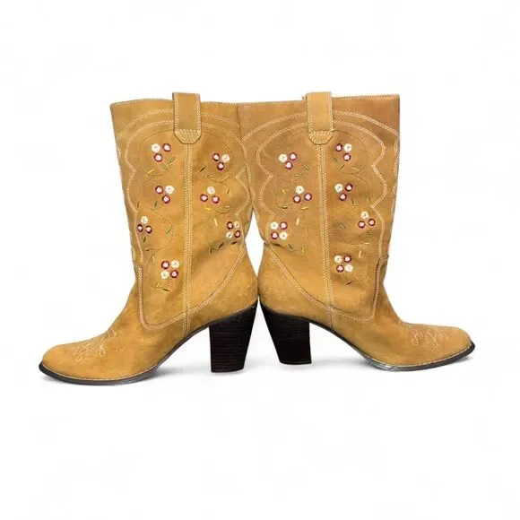 Anthropologie Seychelles Floral Embroidered Western Boots Womens 8.5 Leather - Picture 6 of 8